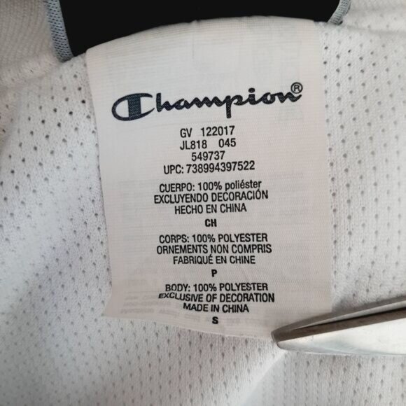 CHAMPION Retro Style Full Zip Athletic Track Jacket White w/ Logo Sz S Flawed - Picture 15 of 15